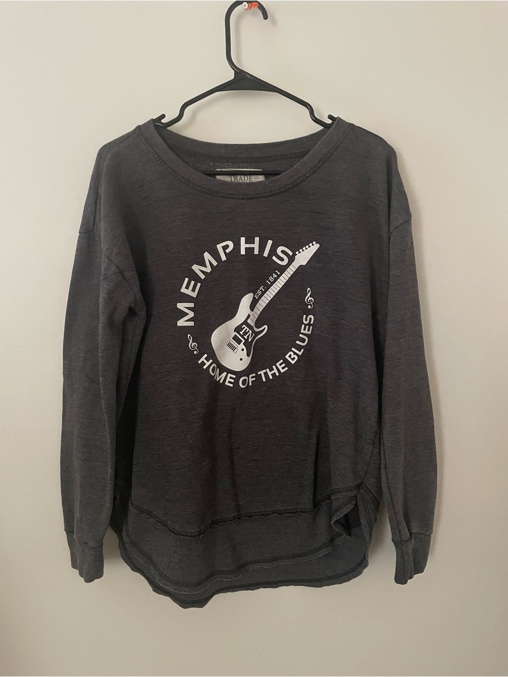 Heritage Charcoal Gray Crewneck Sweatshirt with White Label Detail
